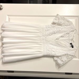 Lulus | Angel in Disguise White Lace Skater Dress